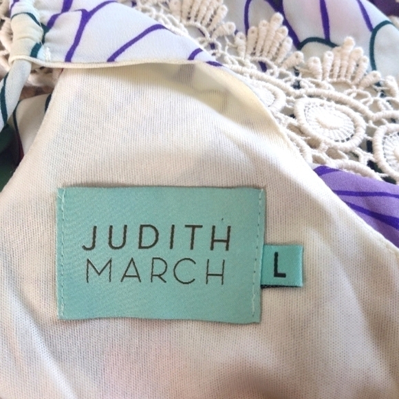 Judith March Floral Maxi Dress Size L Crochet Details Racer Back - Picture 6 of 7